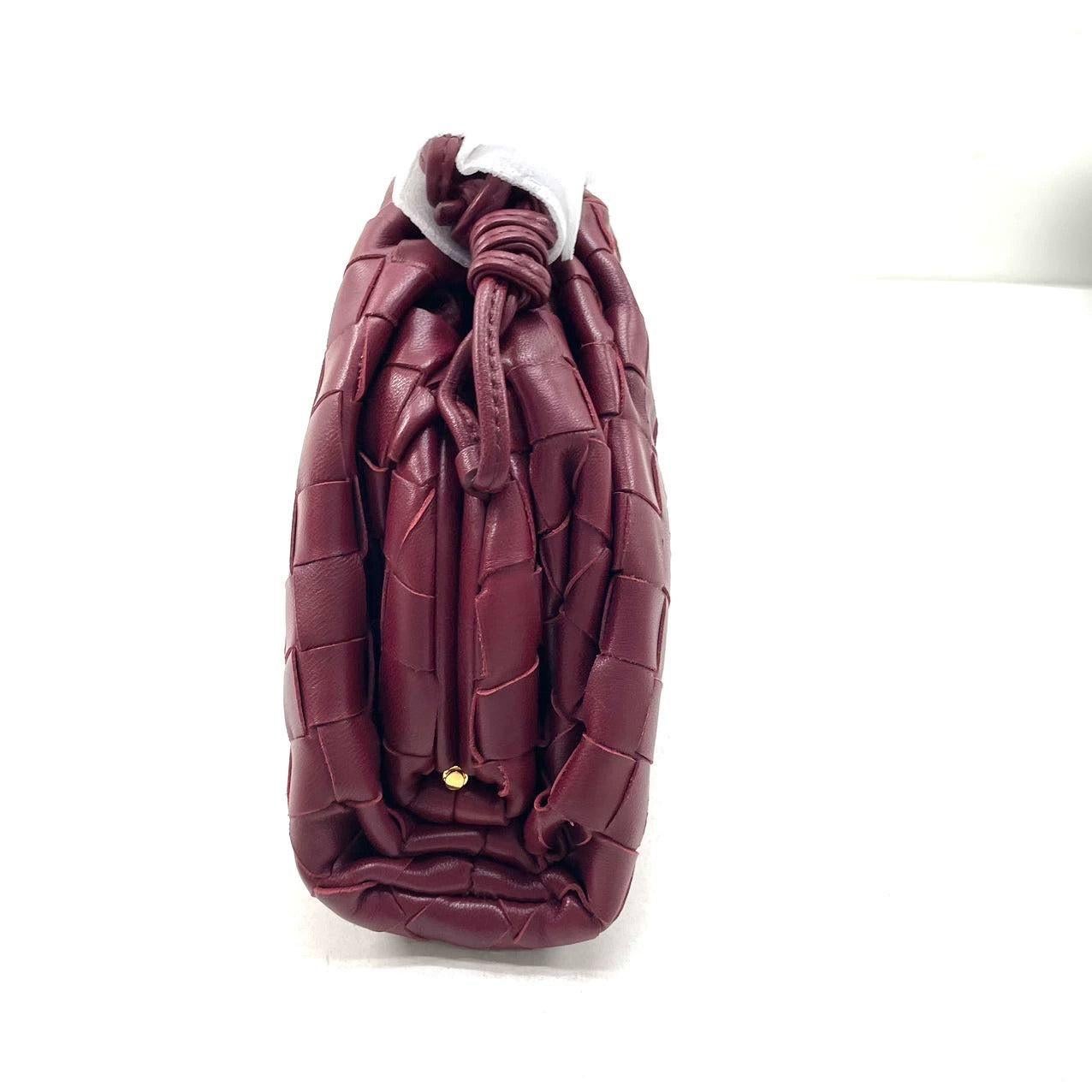 Bottega Veneta Pouch Mini Intrecciato Burgundy Leather Crossbody Bag 4