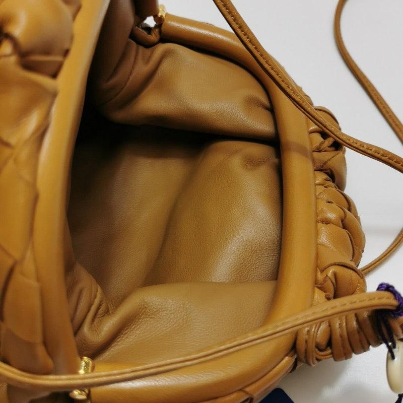 Bottega Veneta Pouch Mini Intrecciato Camel Lambskin Leather Crossbody Bag For Sale 5