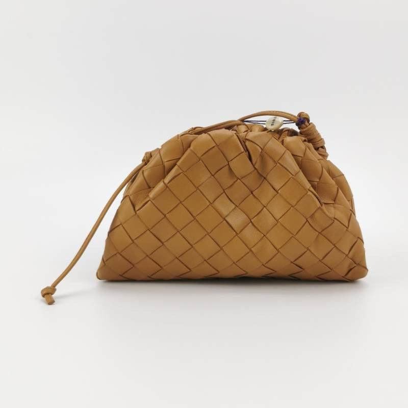Bottega Veneta Pouch Mini Intrecciato Camel Lambskin Leather Crossbody Bag For Sale 1