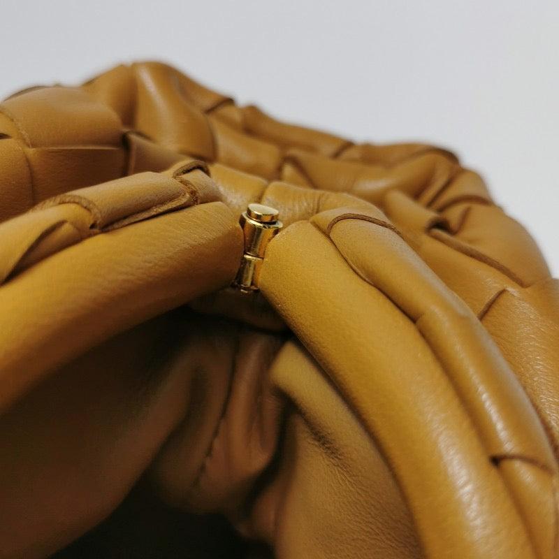 Bottega Veneta Pouch Mini Intrecciato Camel Lambskin Leather Crossbody Bag For Sale 4