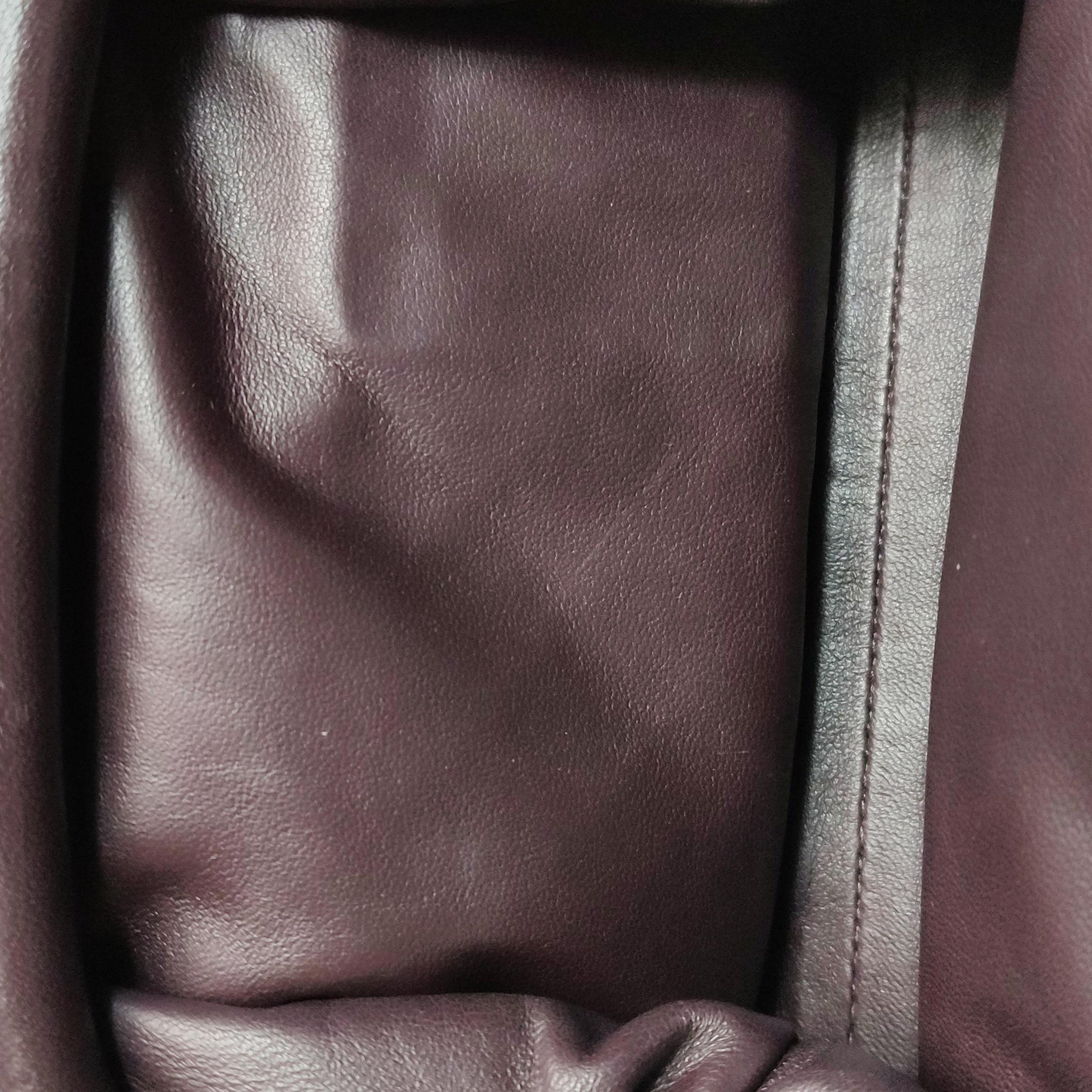 Bottega Veneta Pouch Mini Intrecciato Raisin Purple Brown Lambskin Crossbody For Sale 7