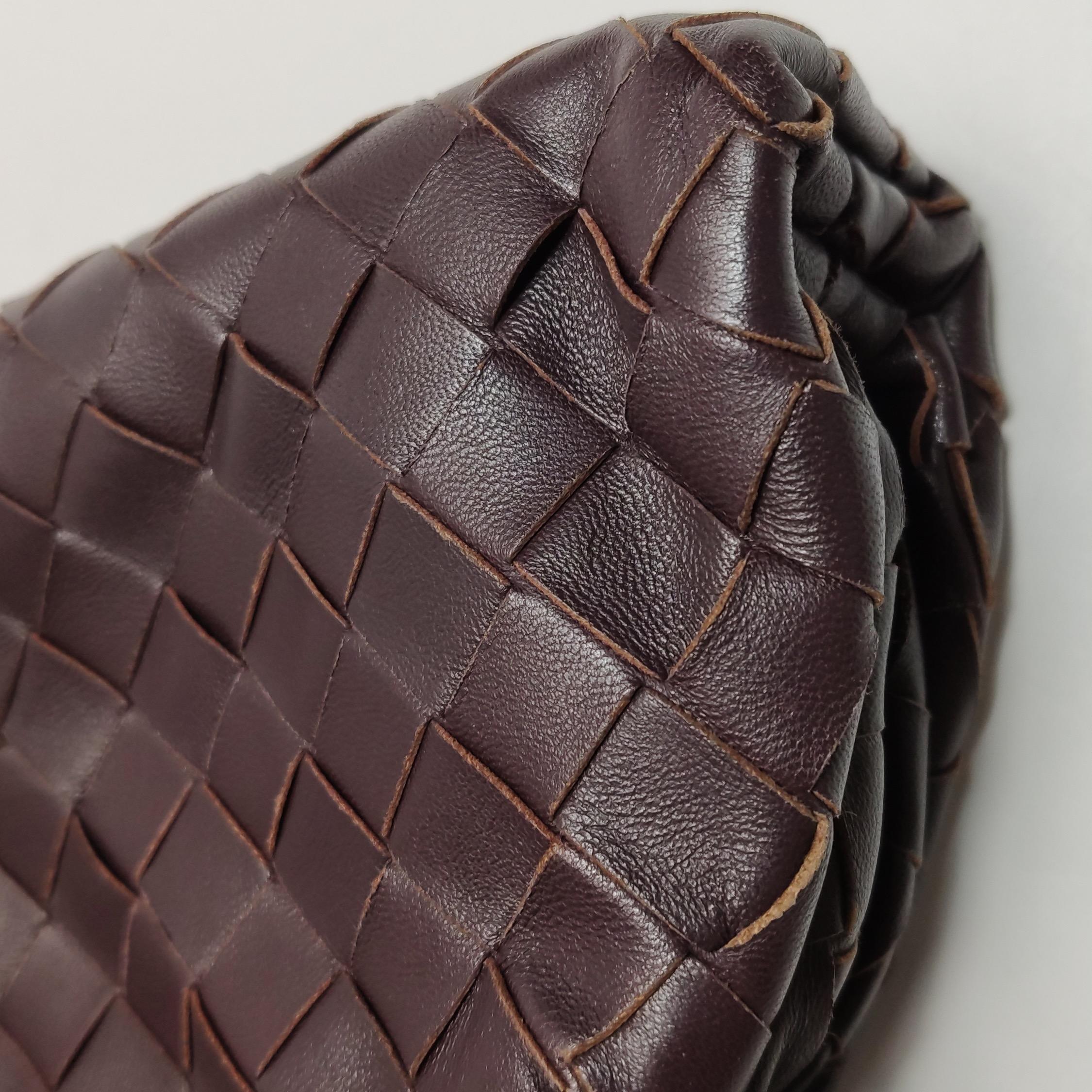 Bottega Veneta Pouch Mini Intrecciato Raisin Purple Brown Lambskin Crossbody For Sale 9