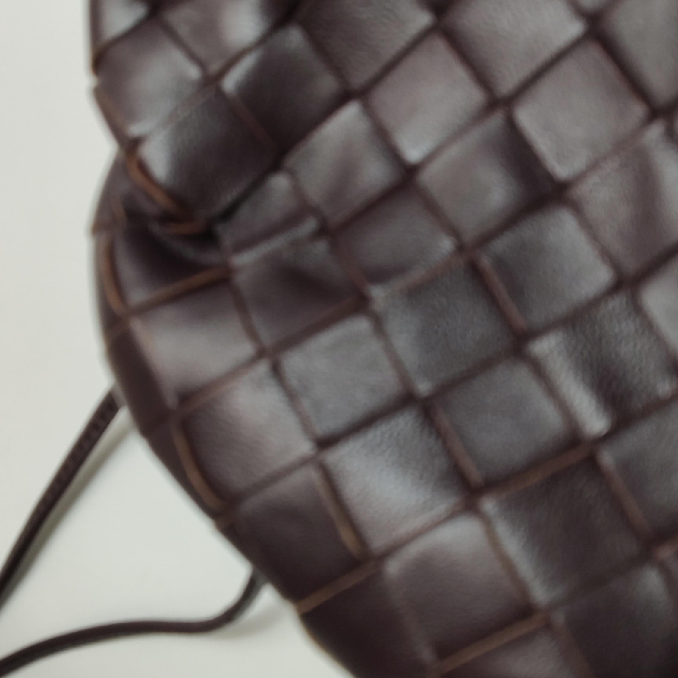 Bottega Veneta Pouch Mini Intrecciato Raisin Purple Brown Lambskin Crossbody For Sale 10