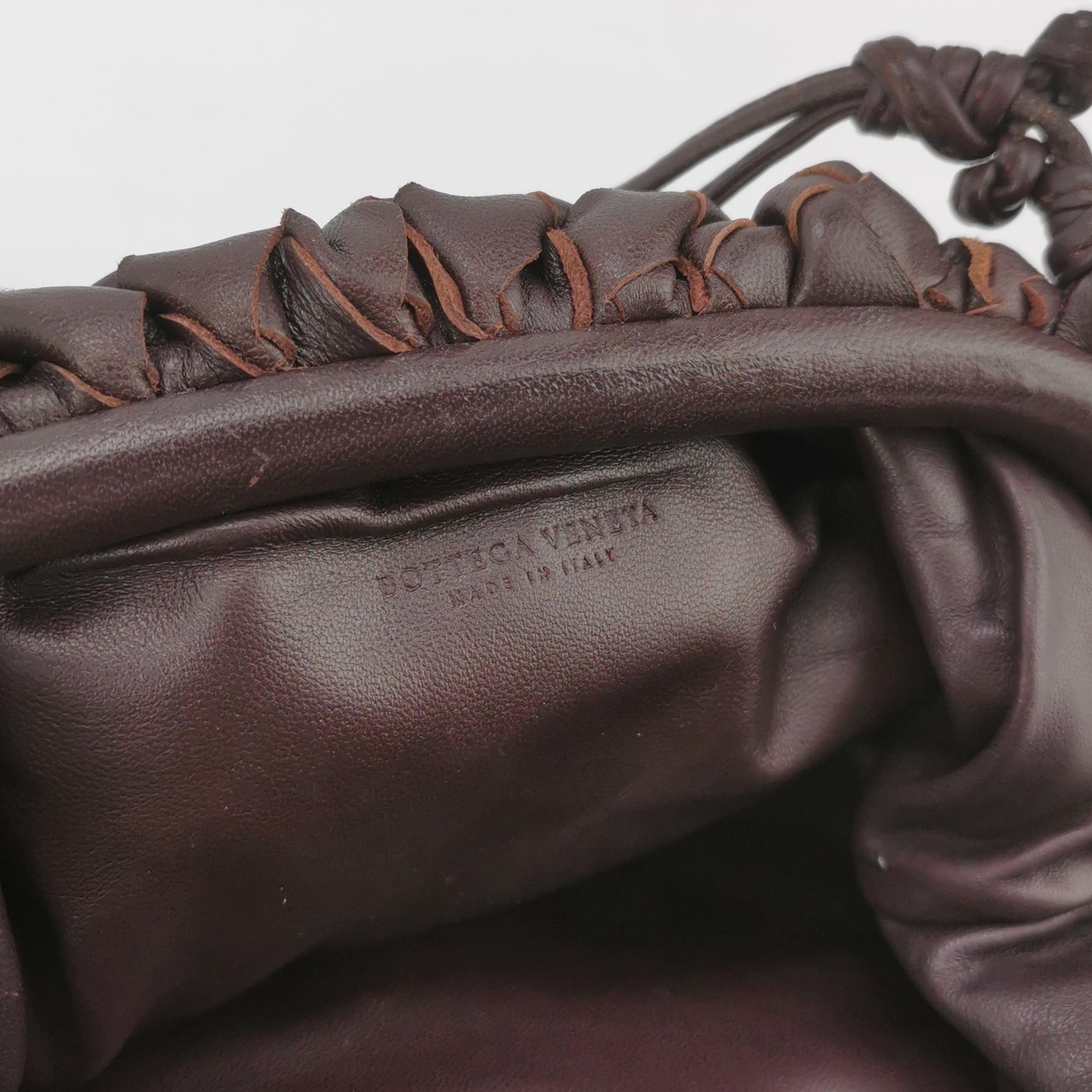 Black Bottega Veneta Pouch Mini Intrecciato Raisin Purple Brown Lambskin Crossbody For Sale