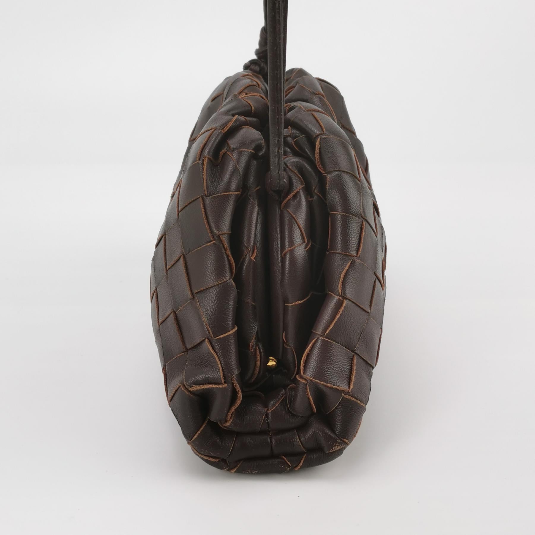 Bottega Veneta Pouch Mini Intrecciato Raisin Purple Brown Lambskin Crossbody For Sale 1