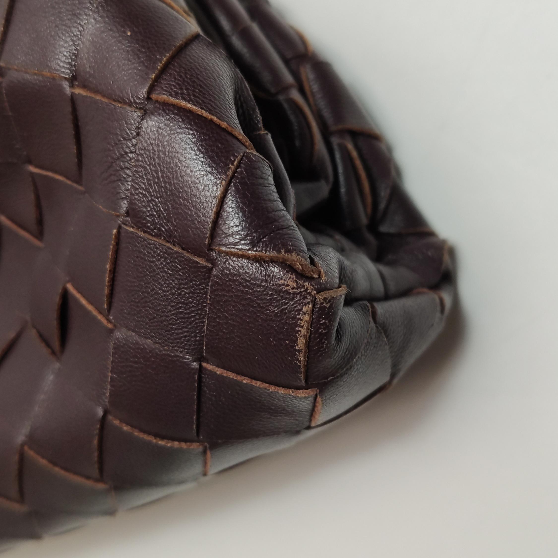 Bottega Veneta Pouch Mini Intrecciato Raisin Purple Brown Lambskin Crossbody For Sale 3