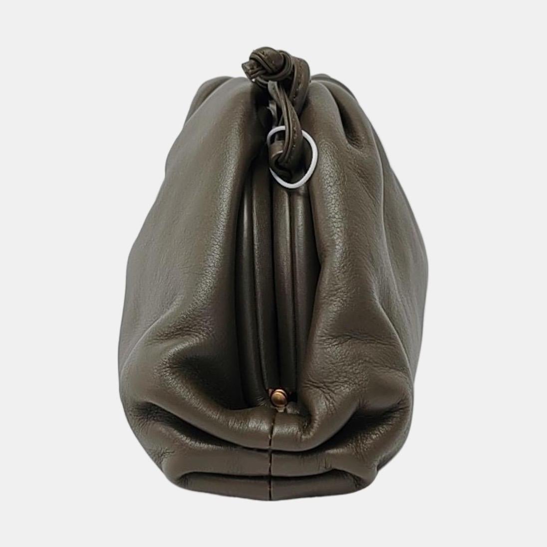 Women's Bottega Veneta Pouch Mini Khaki Dark Green Lambskin Leather Crossbody Bag For Sale