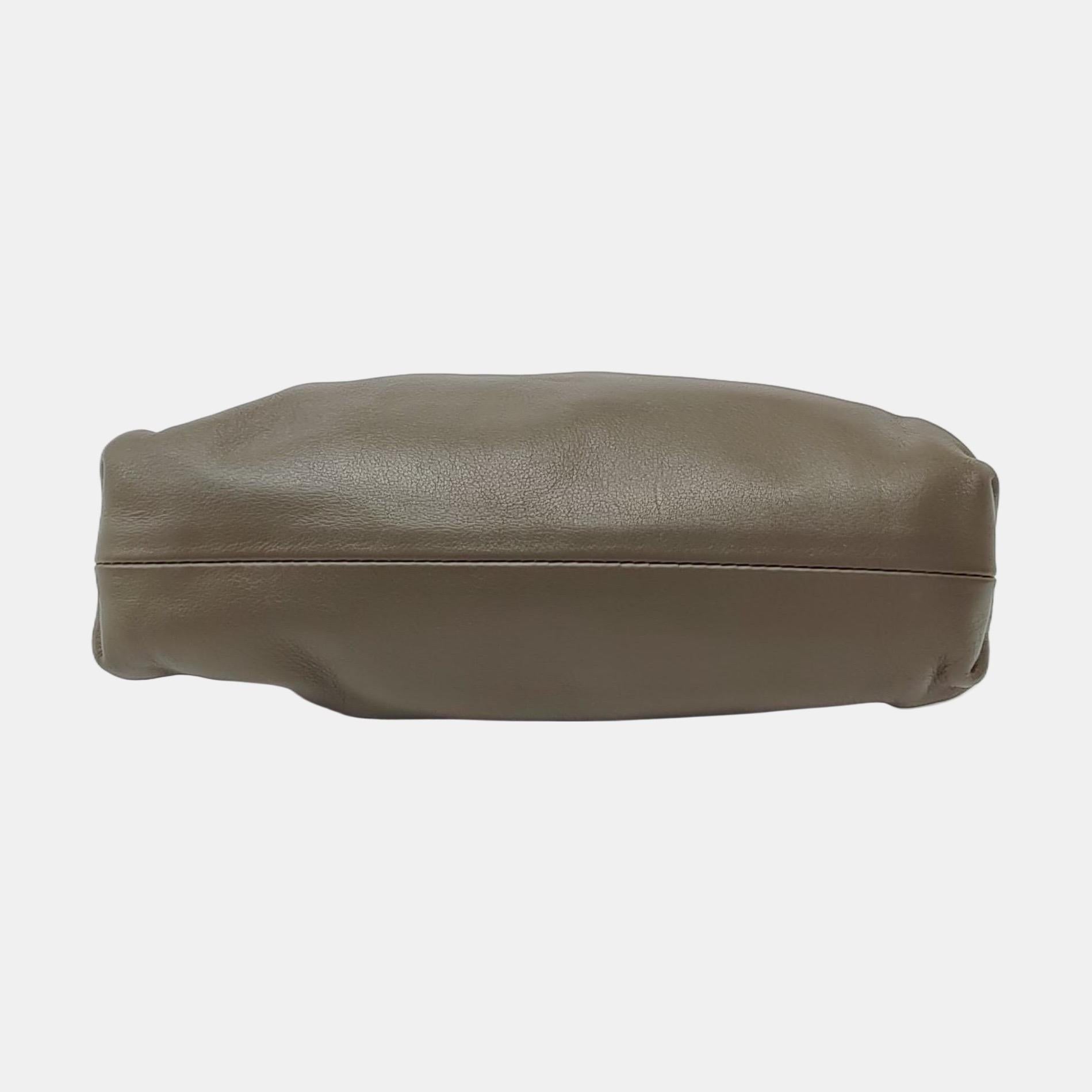 Bottega Veneta Pouch Mini Khaki Dark Green Lambskin Leather Crossbody Bag For Sale 3