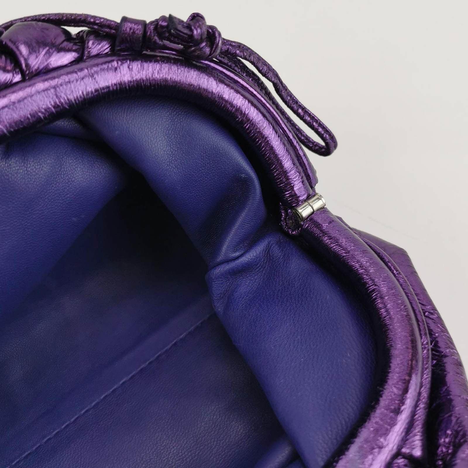 Bottega Veneta Pouch Mini Metallic Purple Leather 7