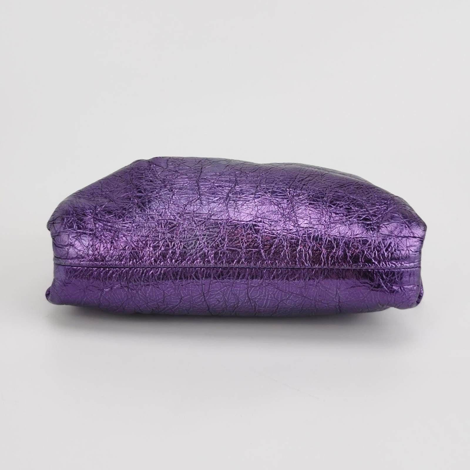 Bottega Veneta Pouch Mini Metallic Purple Leather 1