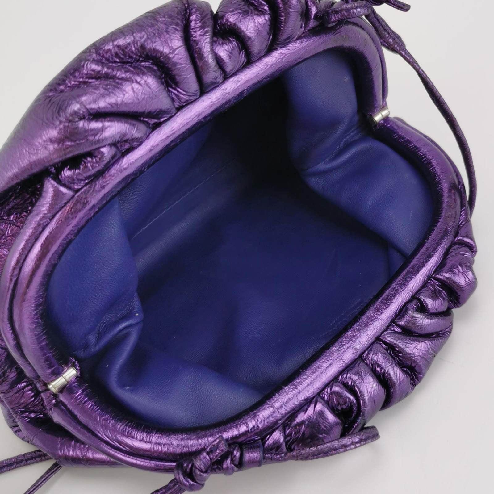 Bottega Veneta Pouch Mini Metallic Purple Leather 2