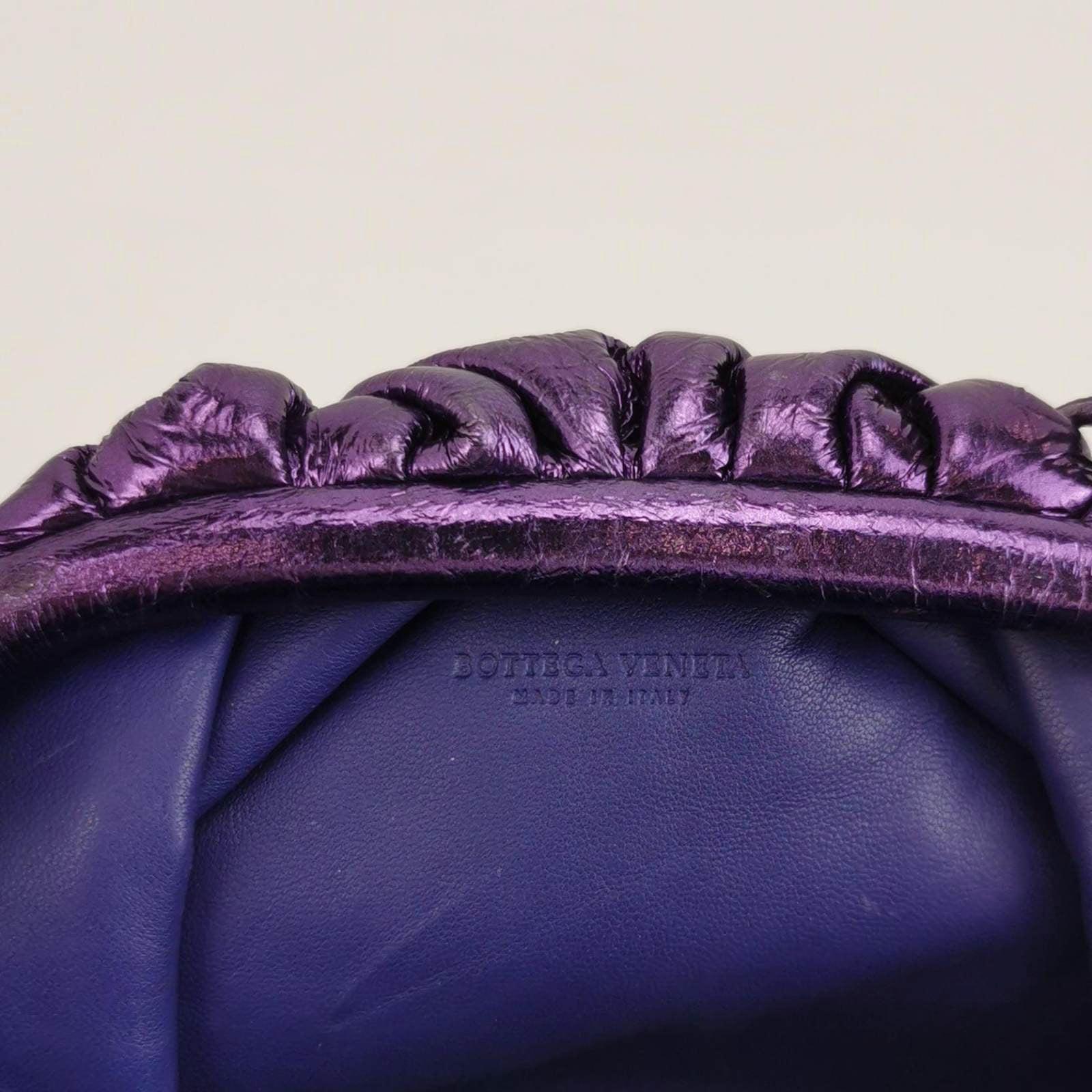 Bottega Veneta Pouch Mini Metallic Purple Leather 3