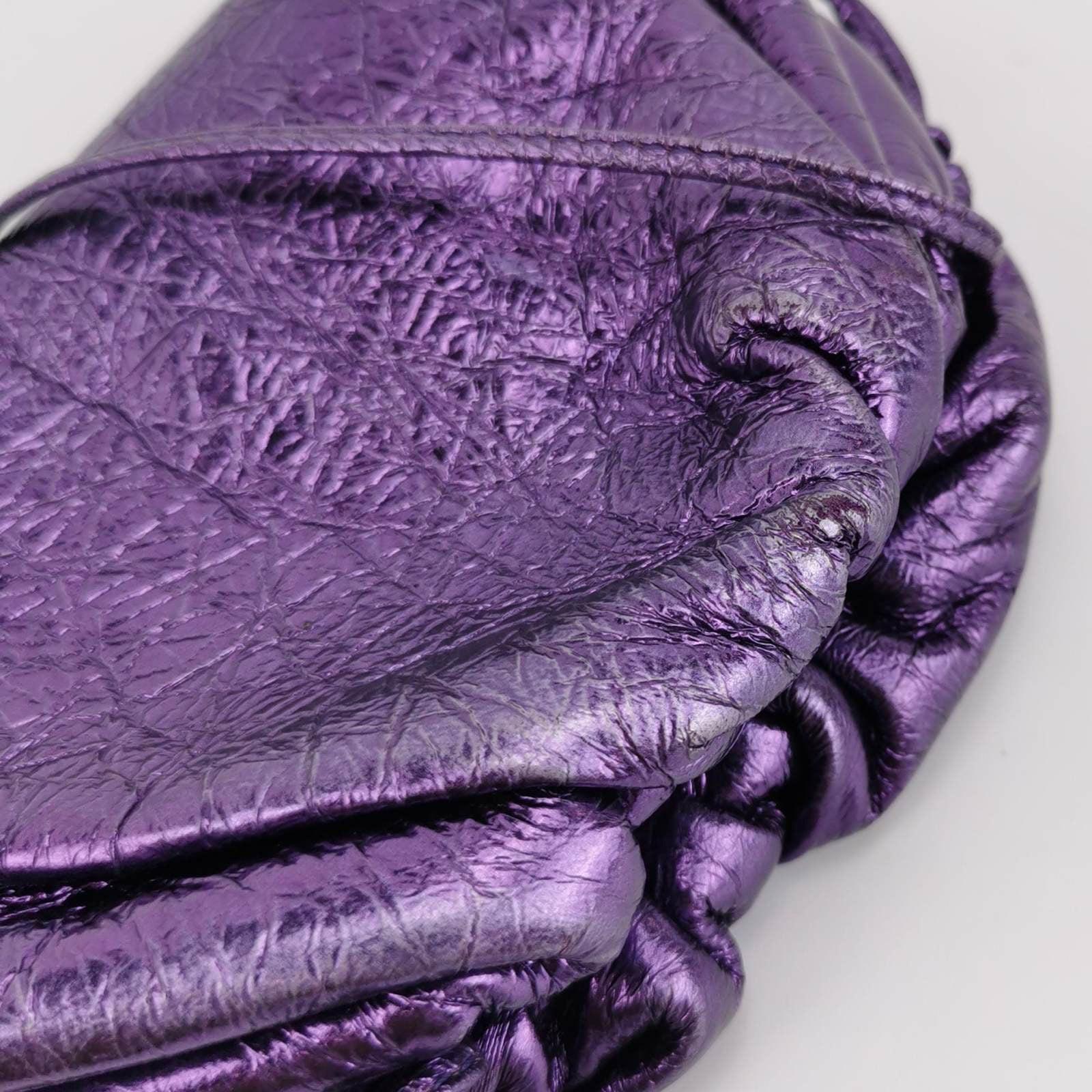 Bottega Veneta Pouch Mini Metallic Purple Leather 5
