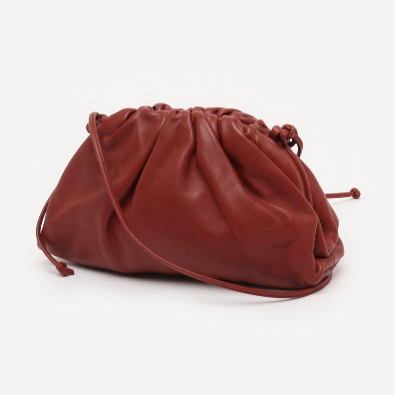 Brown Bottega Veneta Pouch Mini Red Leather For Sale