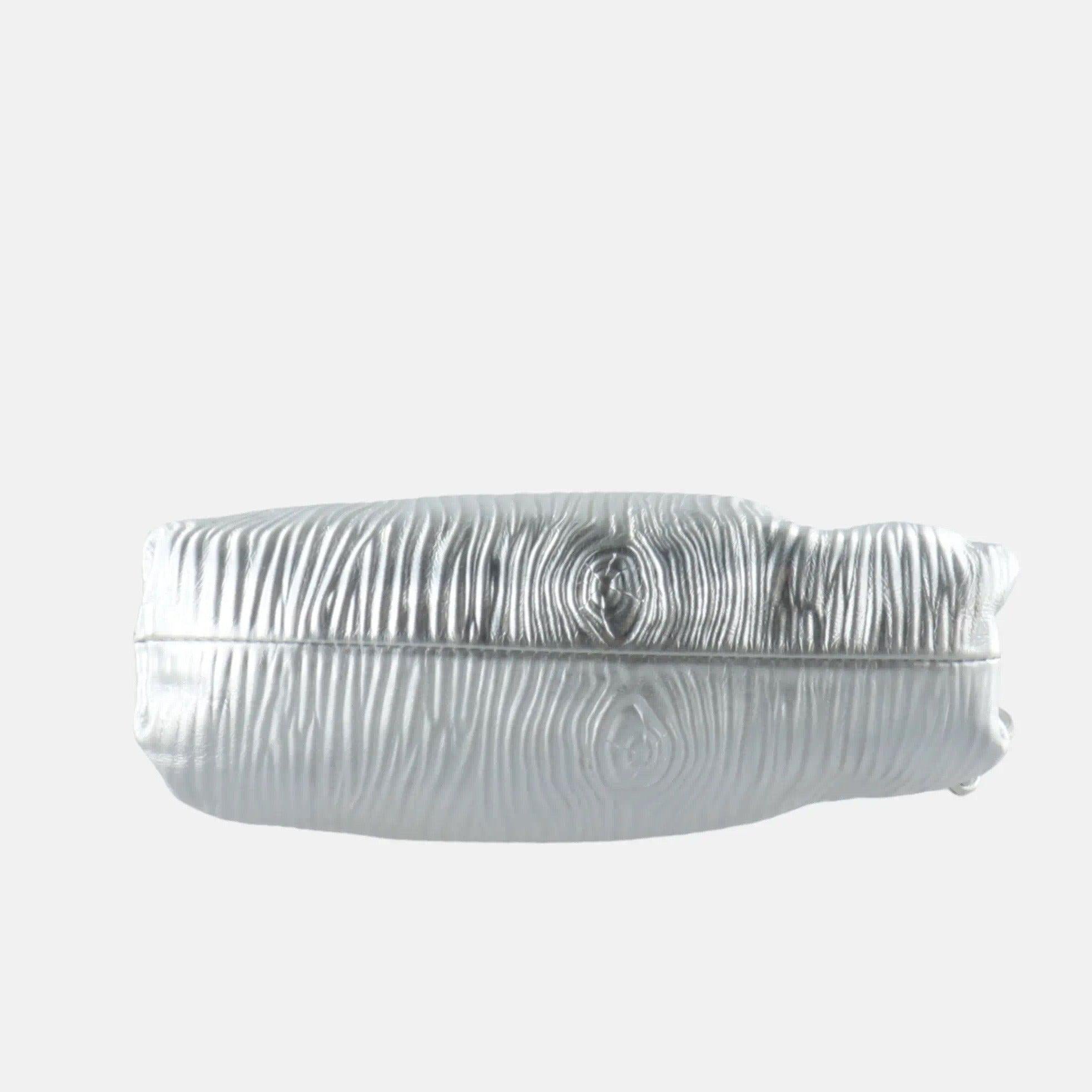 Bottega Veneta Pouch Mini Silver Lambskin Leather Tree Trunk Swirl pattern 1