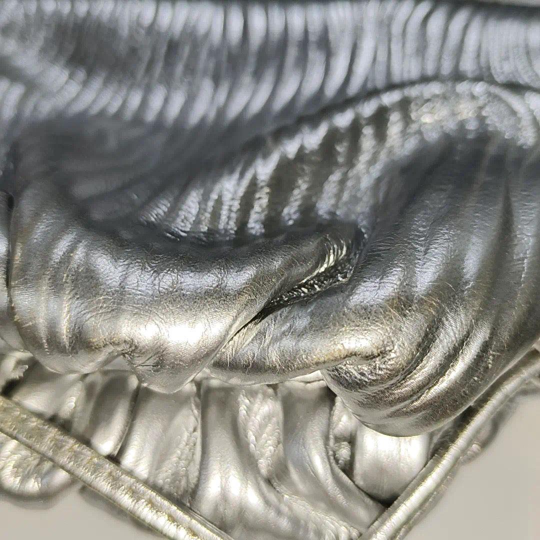 Bottega Veneta Pouch Mini Silver Lambskin Leather Tree Trunk Swirl pattern 3