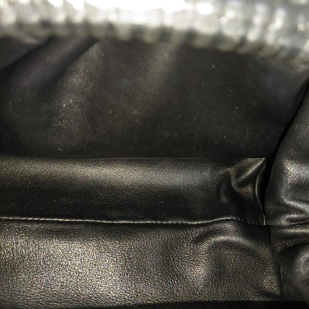 Bottega Veneta Pouch Mini Silver Lambskin Leather Tree Trunk Swirl pattern 5