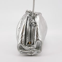 Bottega Veneta Pouch Mini Silver Leather Tree Trunk Pattern Crossbody Bag