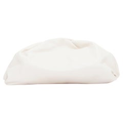 BOTTEGA VENETA Pouch off white cream soft leather oversized clutch bag