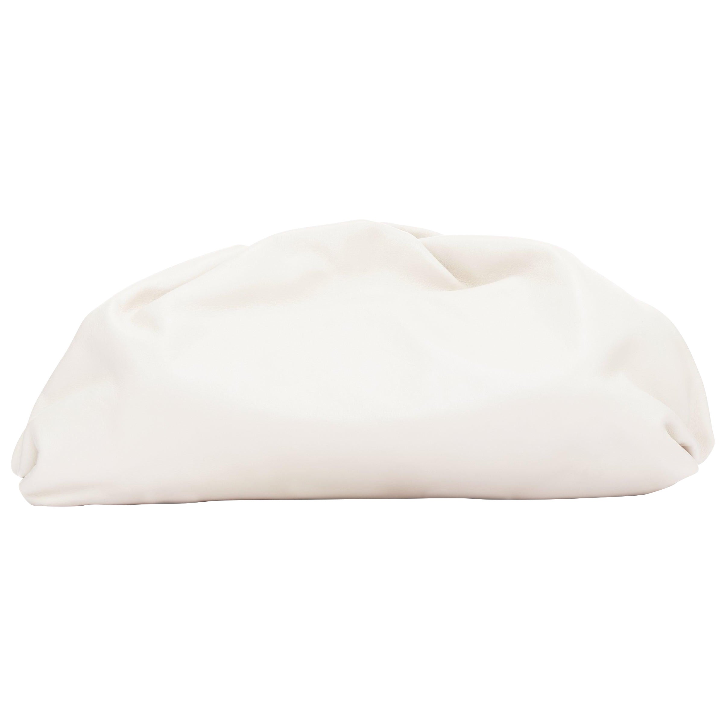 BOTTEGA VENETA Pouch off white cream soft leather oversized clutch bag