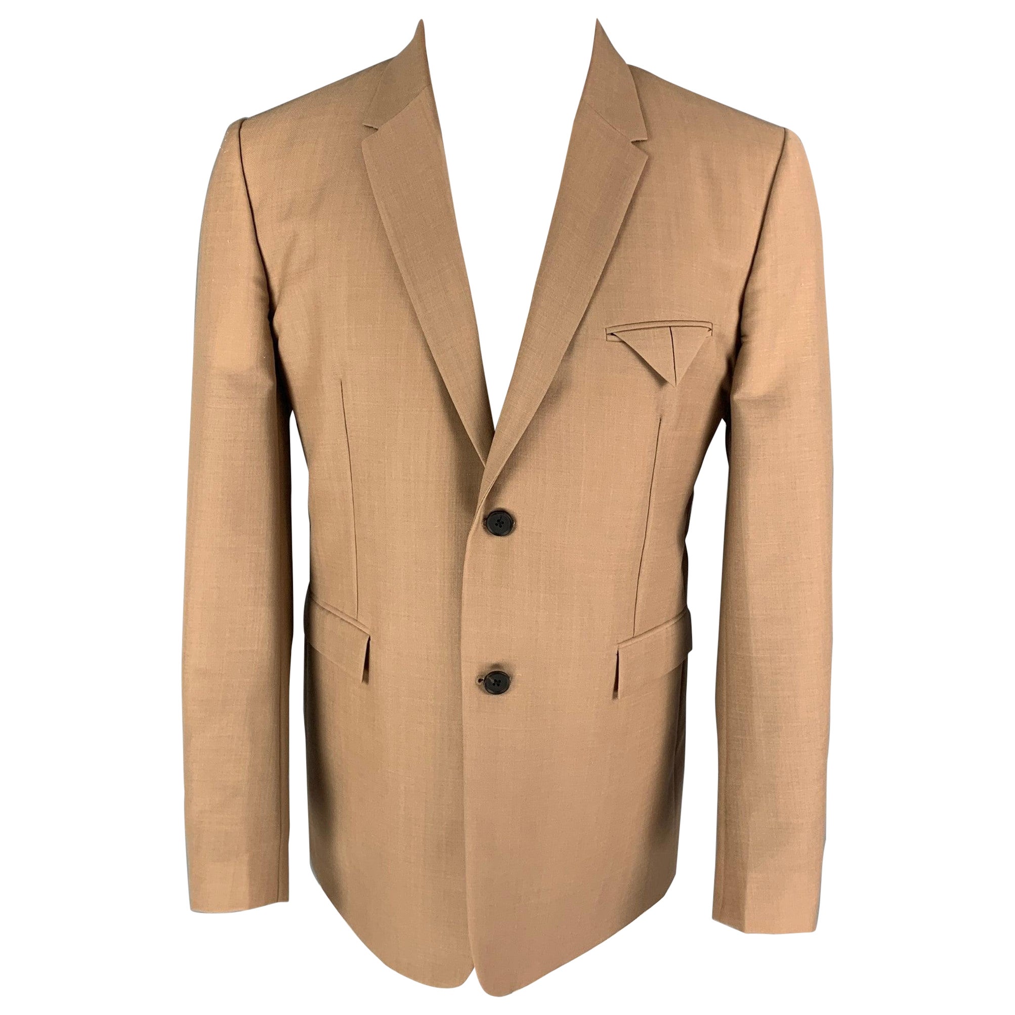BOTTEGA VENETA Pre-Fall 2019 Size 40 Khaki Mohair Wool Notch Lapel Sport Coat
