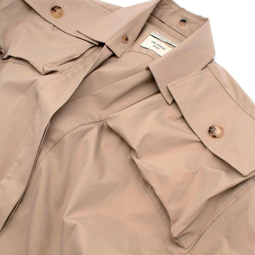 Beige Bottega Veneta Pre Spring Stretch Cotton Safari Shirt For Sale