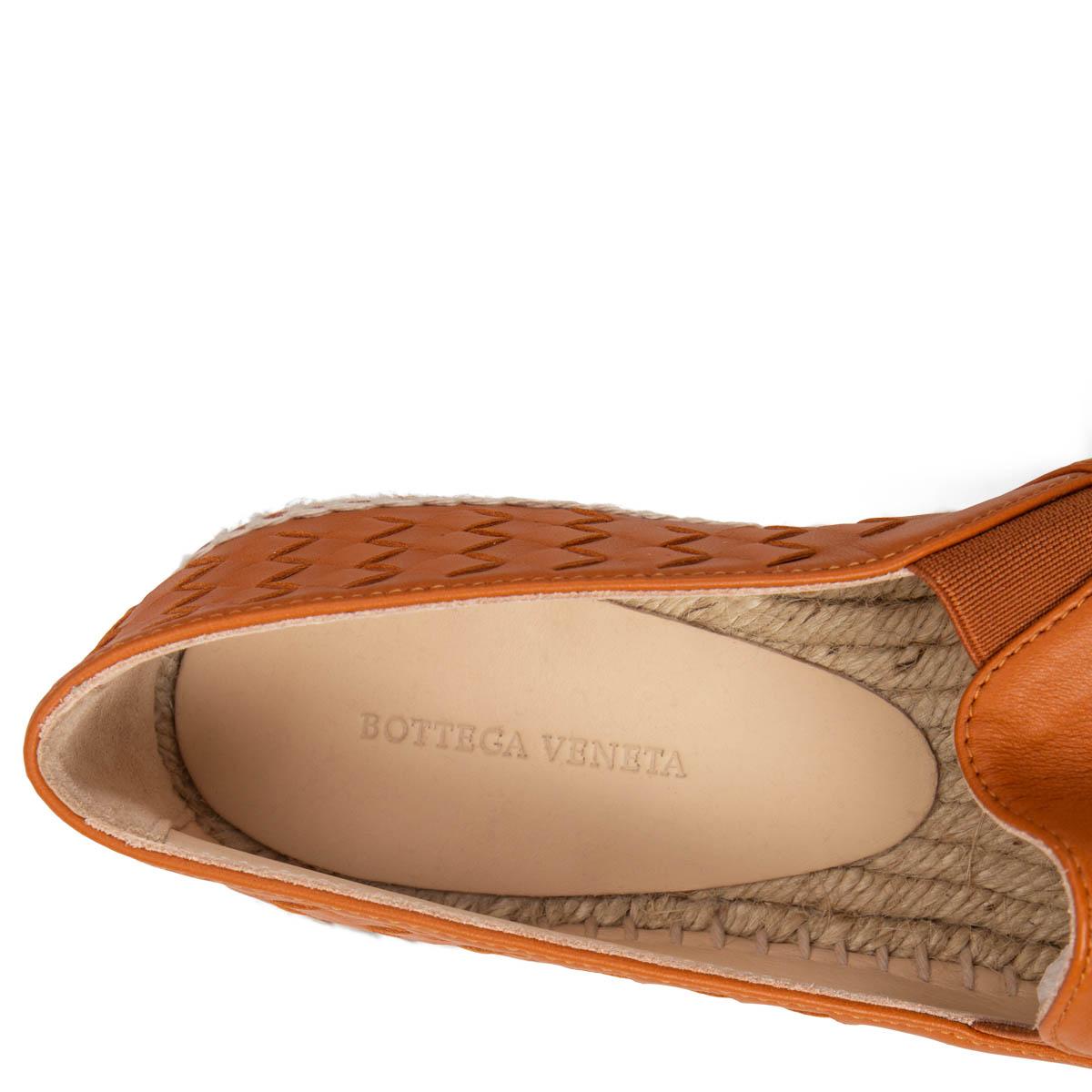 Orange BOTTEGA VENETA pumpkin orange leather GALA Espadrilles Flats Shoes 38