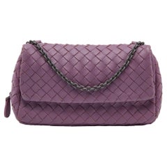 Bottega Veneta Purple Intreccaito Leather Olimpia Chain Shoulder Bag