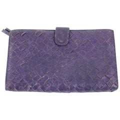 Used Bottega Veneta Purple Intrecciato Lambskin Continental Wallet 6mj921