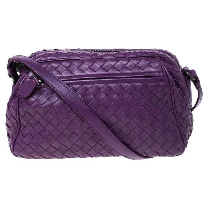Bottega Veneta Purple Intrecciato Leather Camera Crossbody Bag For Sale ...