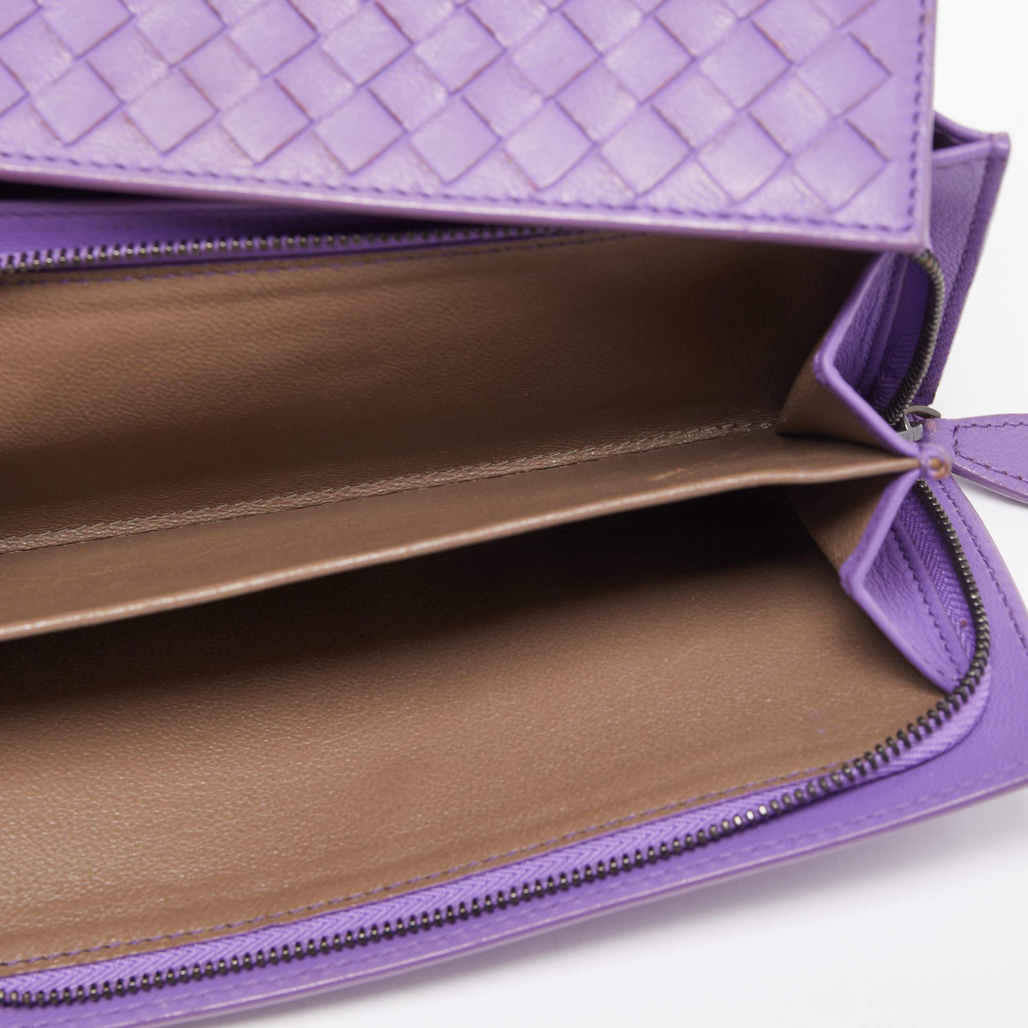 Bottega Veneta Purple Intrecciato Leather Flap Continental Wallet 6