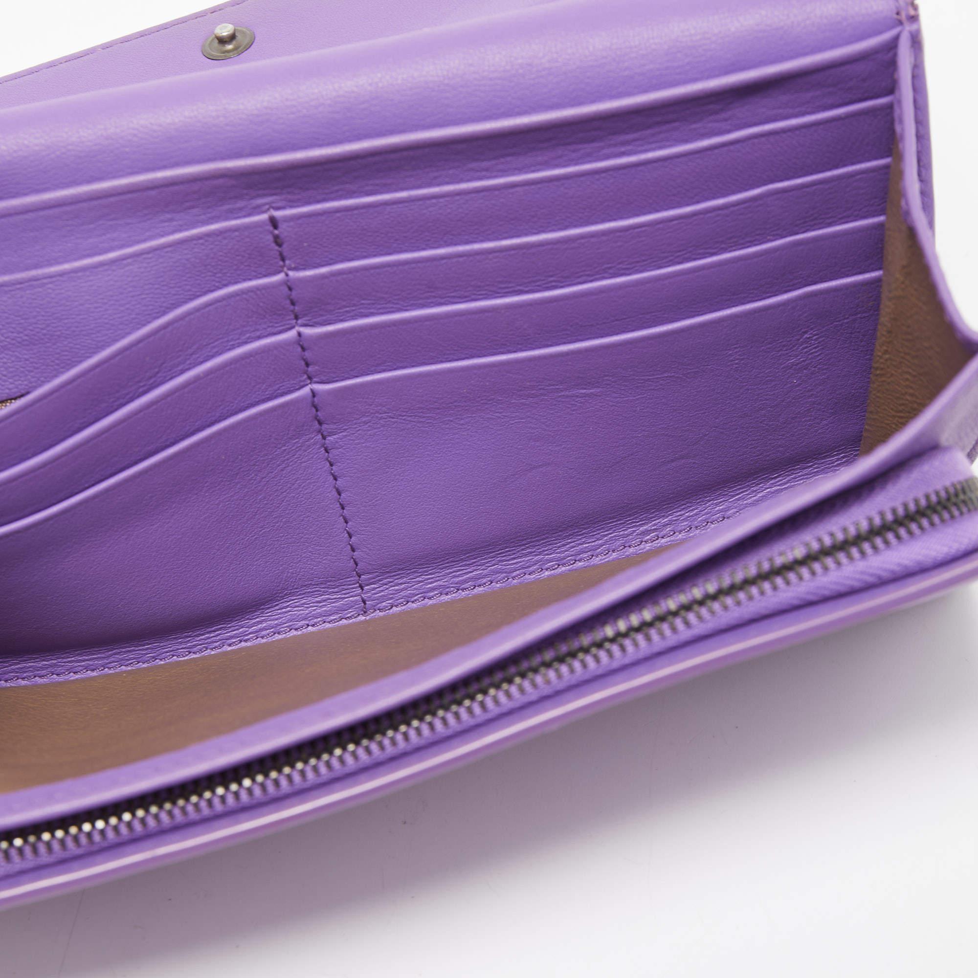 Bottega Veneta Purple Intrecciato Leather Flap Continental Wallet 7