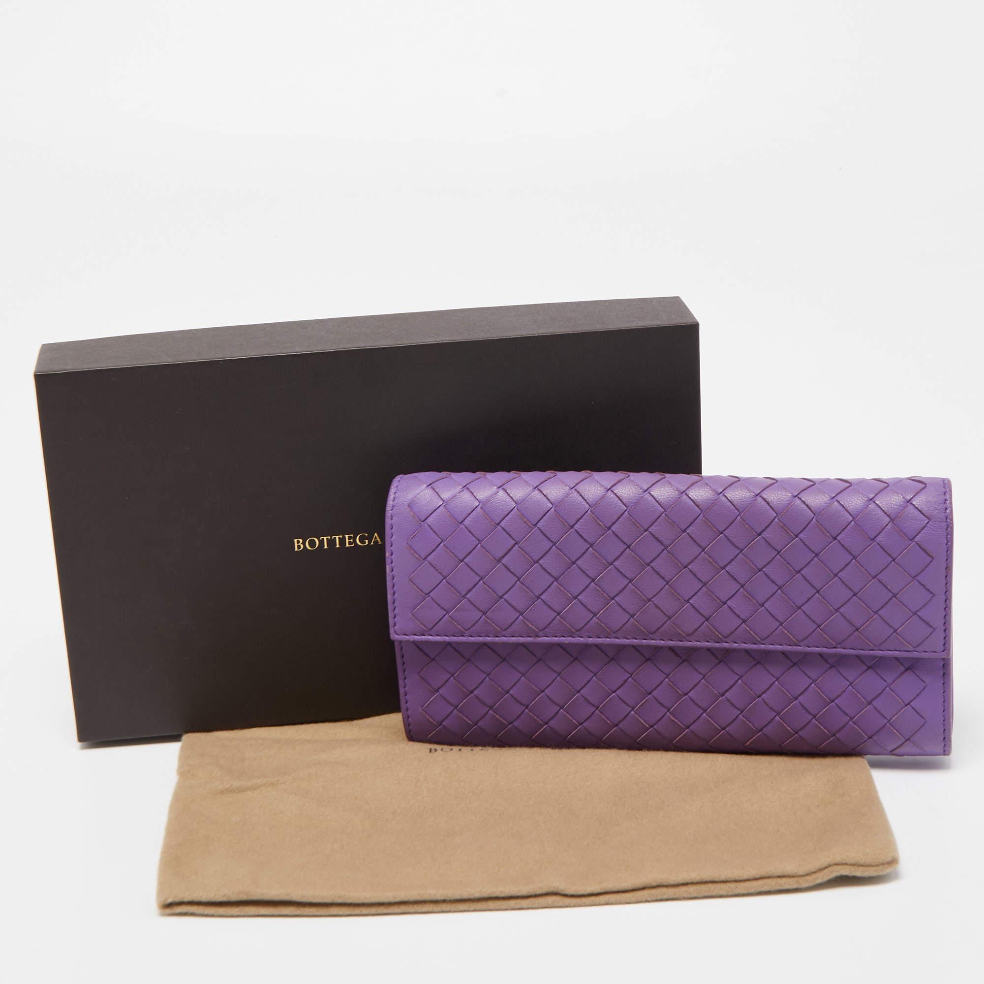 Bottega Veneta Purple Intrecciato Leather Flap Continental Wallet 8