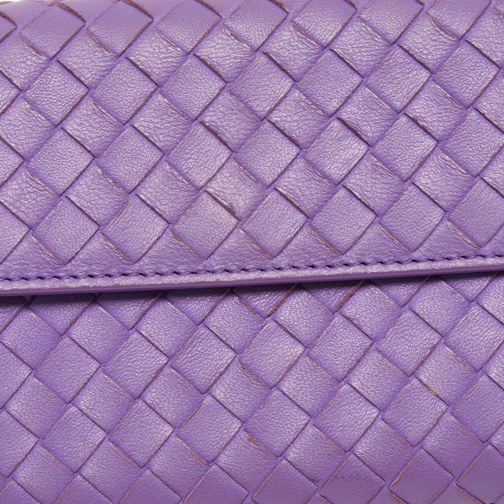 Bottega Veneta Purple Intrecciato Leather Flap Continental Wallet 1