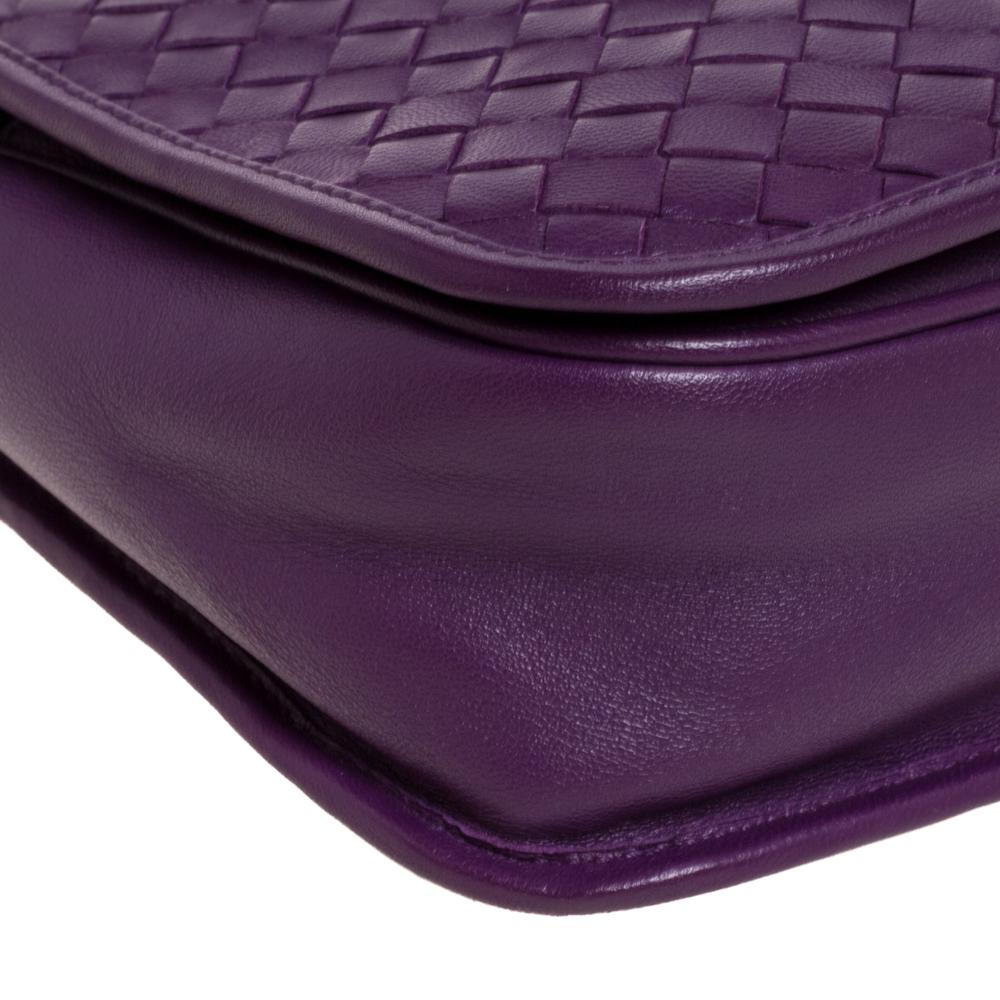 Bottega Veneta Purple Intrecciato Leather Flap Crossbody Bag 6