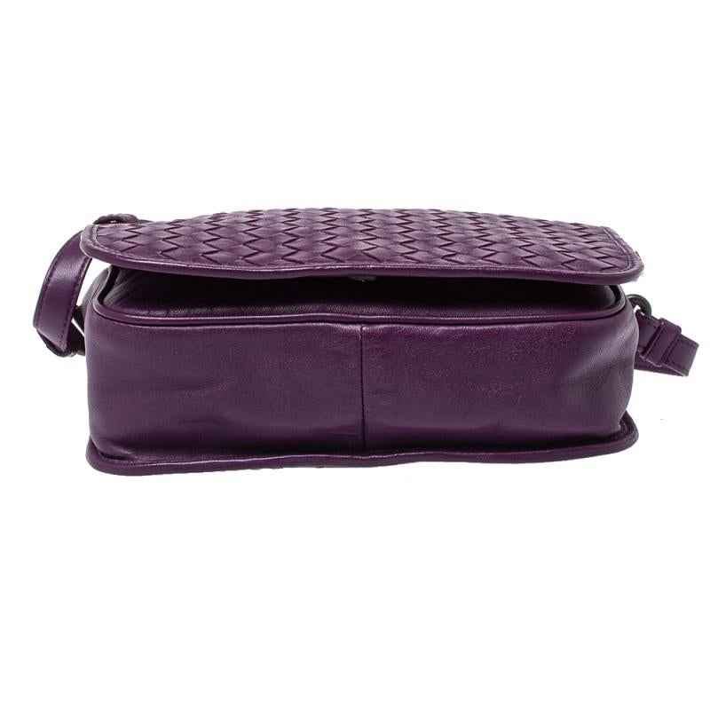 Bottega Veneta Purple Intrecciato Leather Flap Crossbody Bag 3