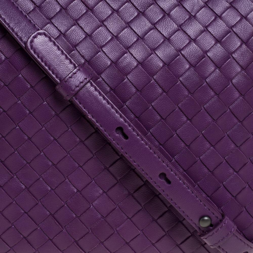 Bottega Veneta Purple Intrecciato Leather Flap Crossbody Bag 7