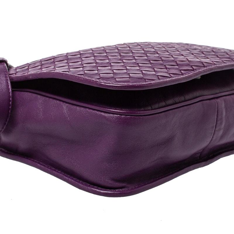 Bottega Veneta Purple Intrecciato Leather Flap Crossbody Bag 4