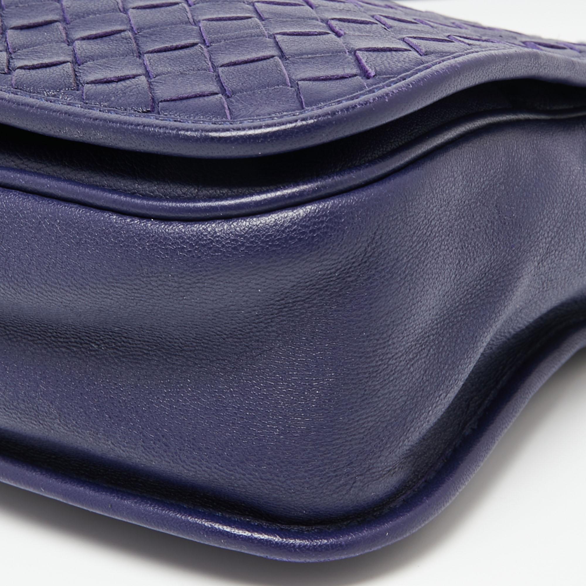 Bottega Veneta Purple Intrecciato Leather Flap Crossbody Bag 6
