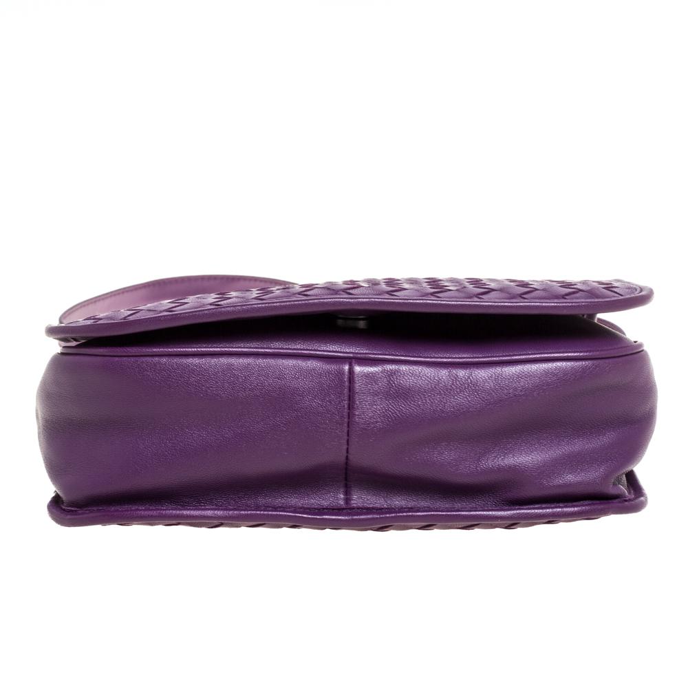Bottega Veneta Purple Intrecciato Leather Flap Crossbody Bag 1