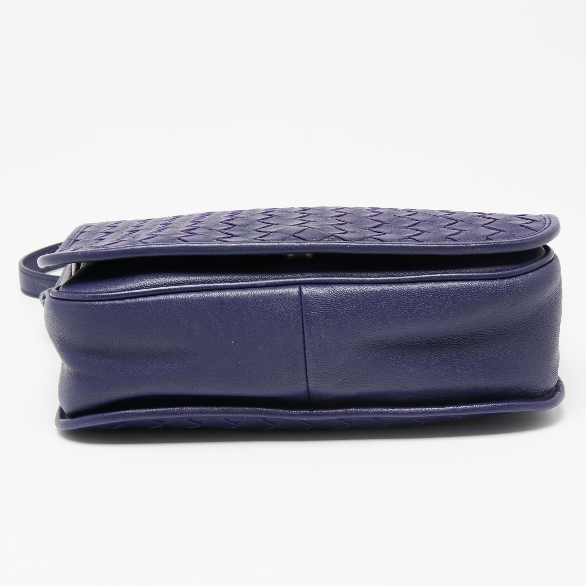 Bottega Veneta Purple Intrecciato Leather Flap Crossbody Bag 1