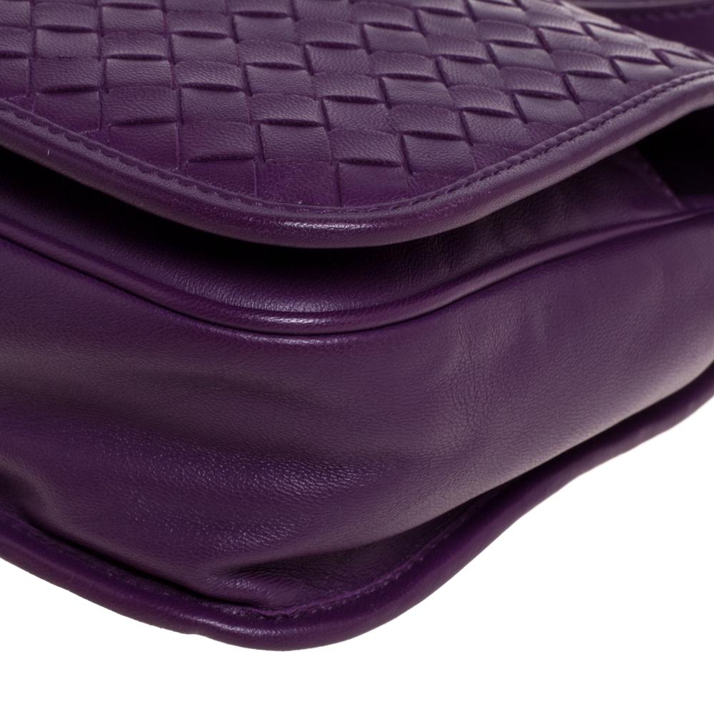 Bottega Veneta Purple Intrecciato Leather Flap Crossbody Bag 4