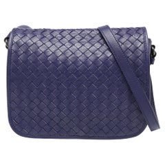 Bottega Veneta Purple Intrecciato Leather Flap Crossbody Bag