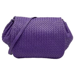Bottega Veneta Purple Intrecciato Leather Flap Shoulder Bag