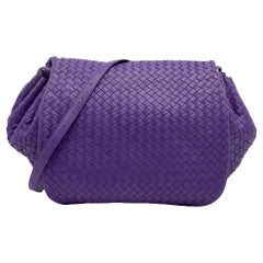 Bottega Veneta Purple Intrecciato Leather Flap Shoulder Bag