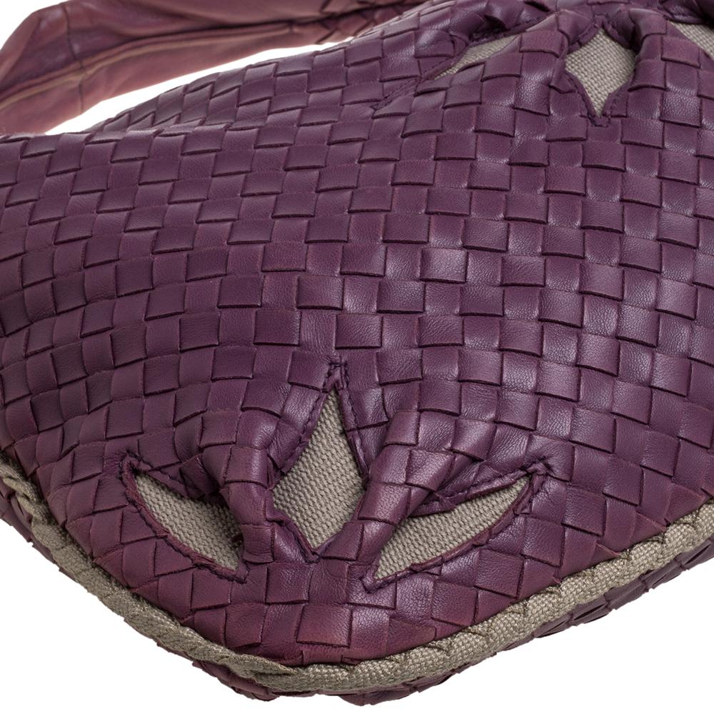 Women's Bottega Veneta Purple Intrecciato Leather Flower Hobo