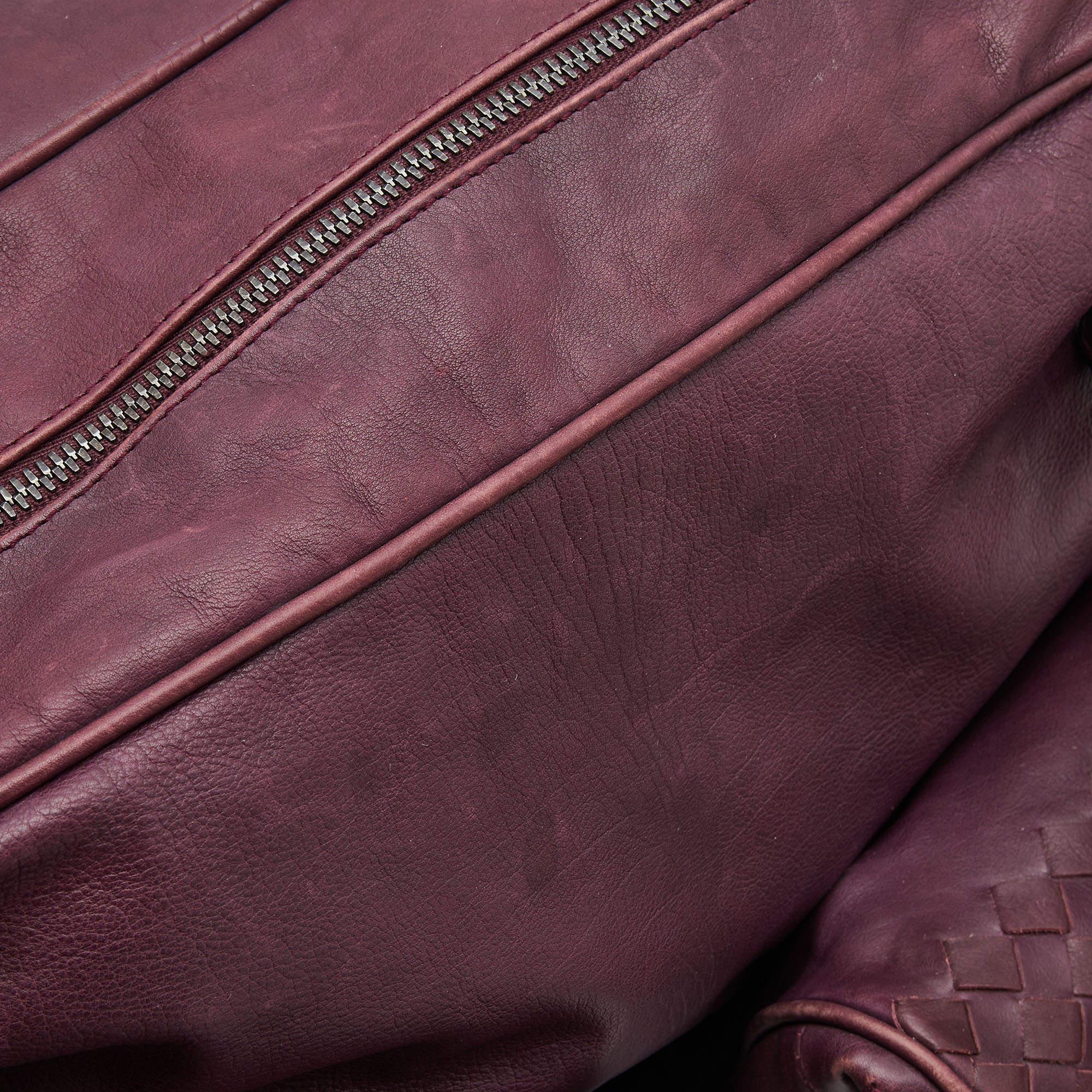 Bottega Veneta Purple Intrecciato Leather Front Pocket Satchel For Sale 6