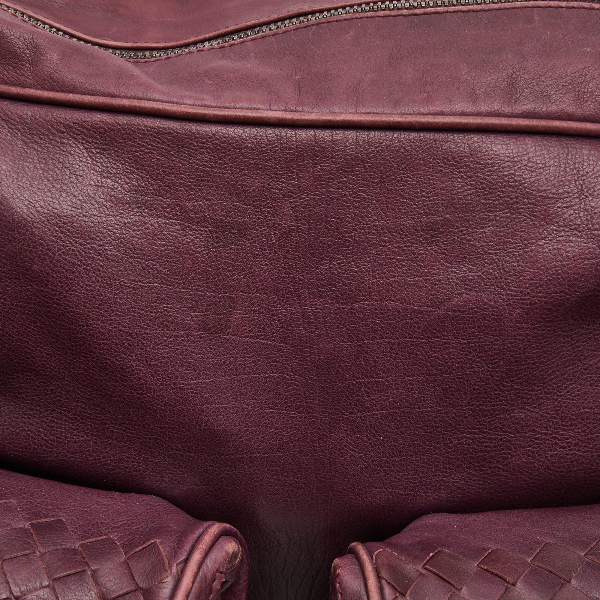 Bottega Veneta Purple Intrecciato Leather Front Pocket Satchel For Sale 1
