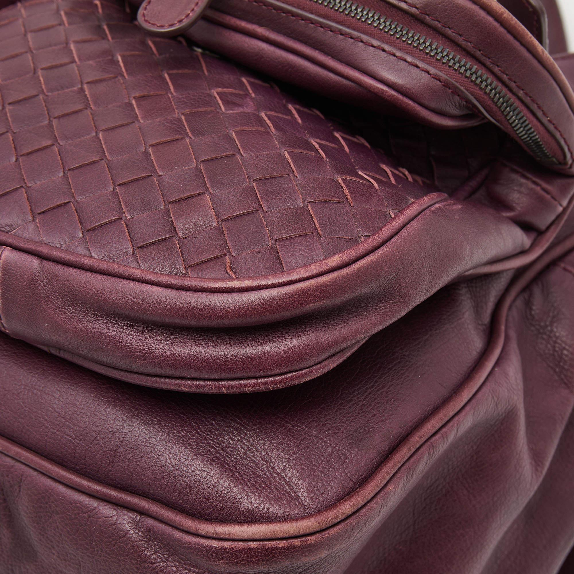 Bottega Veneta Purple Intrecciato Leather Front Pocket Satchel For Sale 2