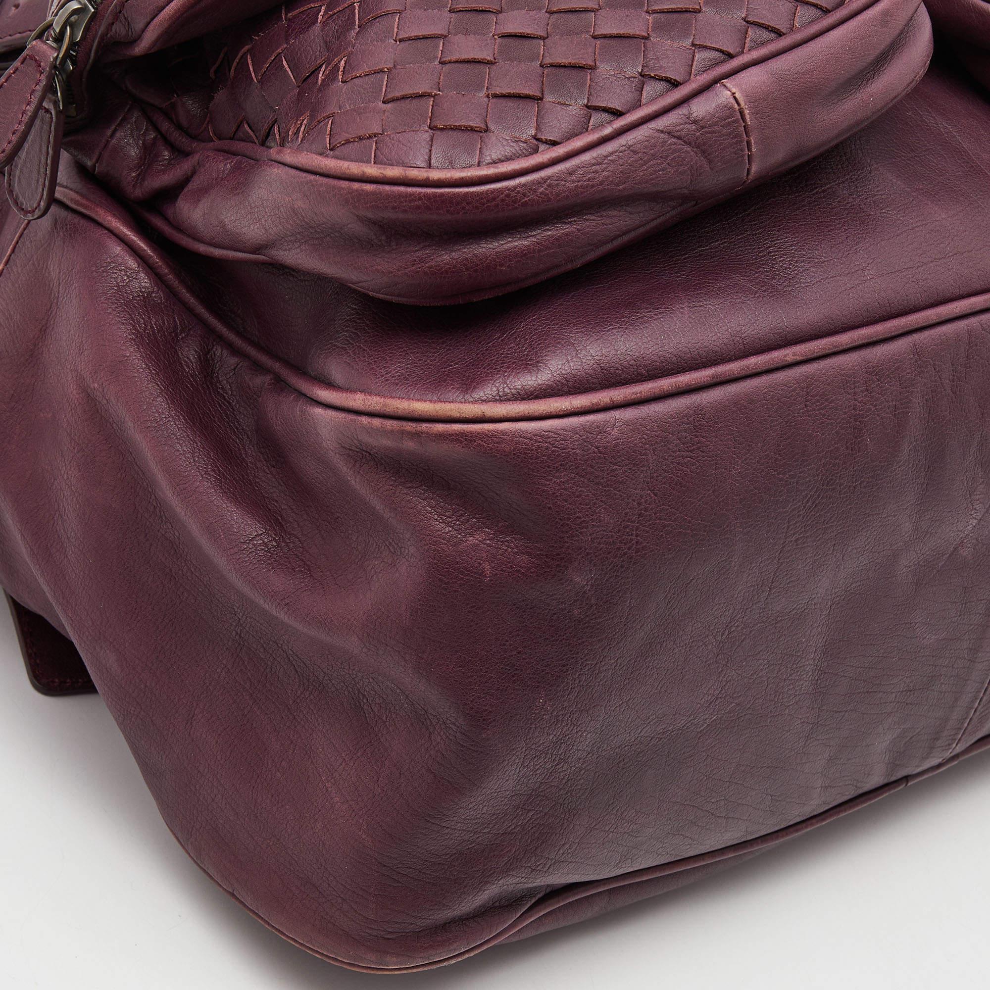 Bottega Veneta Purple Intrecciato Leather Front Pocket Satchel 3